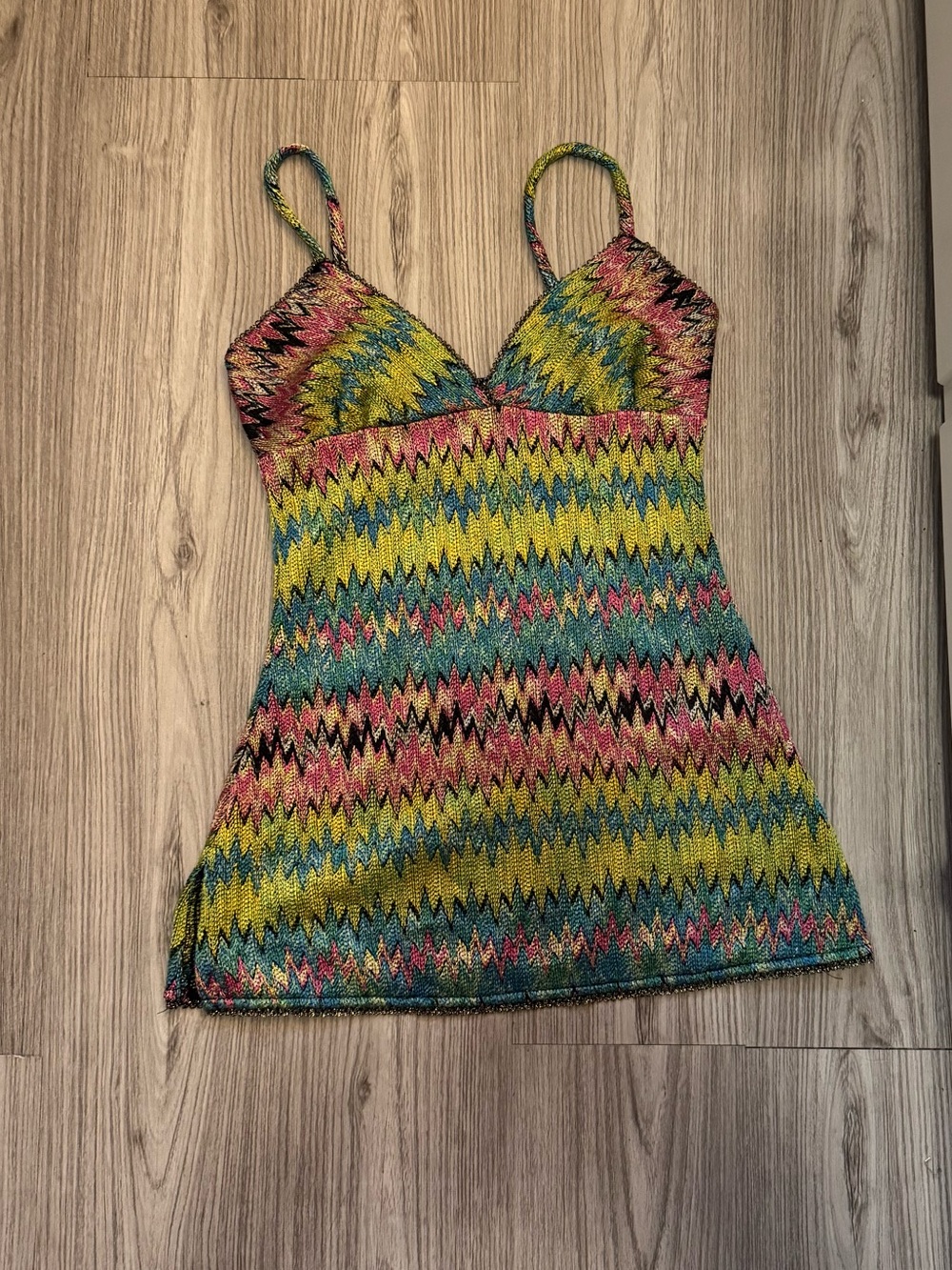 Colorful Zigzag Knit Spaghetti Strap shirt vintage forever 21